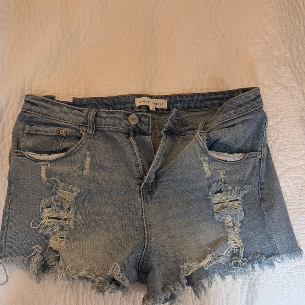 Almost Famous Light Blue Distressed Jean Shorts